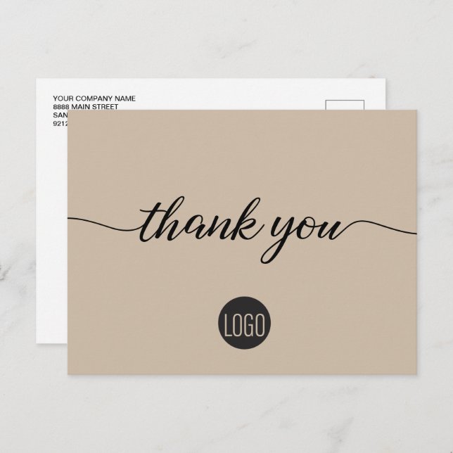 Minimal Neutral Business logo Custom Invitation Postcard (Front/Back)