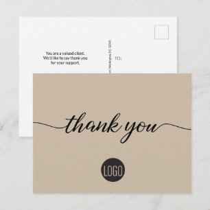 Minimal Neutral Business logo Custom Postcard