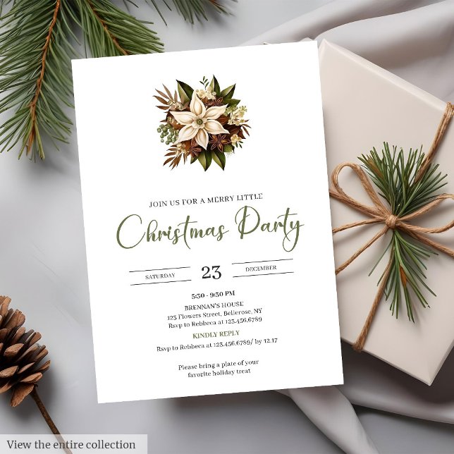 Minimal Neutral Earthy Rustic Watercolor Holiday   Invitation (Minimal Neutral Earthy Rustic Watercolor Holiday Party Card)