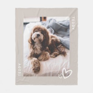 Minimal Neutral Grey Custom Pet Photo Fleece Blanket