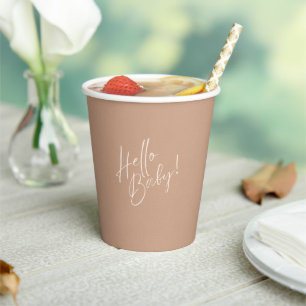 Minimal Neutral Hello Baby Paper cup