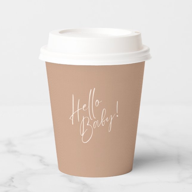 Minimal Neutral Hello Baby Paper cup (Front)