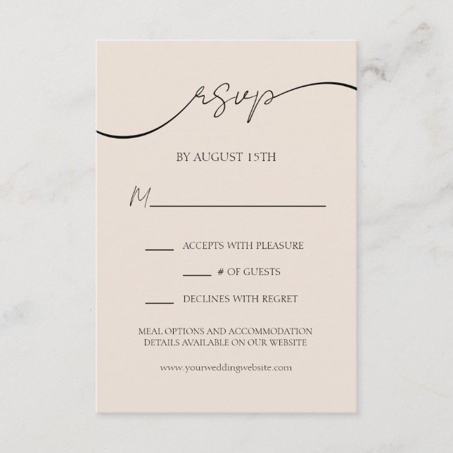 Minimal Neutral Taupe Modern Script Wedding RSVP Enclosure Card (Front)
