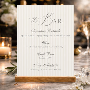 Minimal Neutral Wedding Bar Menu