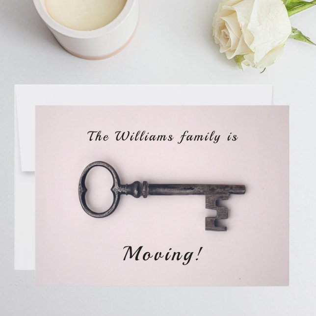 Minimal New Home Address Old Key on Pink Announcement (Creator Uploaded)