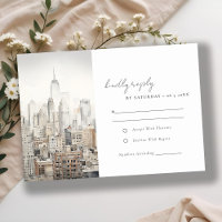 Minimal New York City Skyline Watercolor Wedding