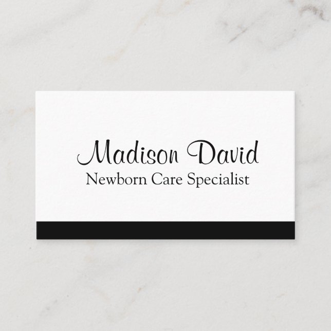 Minimal Newborn Care Specialist QR Code Business Card (Front)