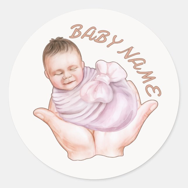 Minimal Newborn Welcome Envelope Sticker Editable (Front)
