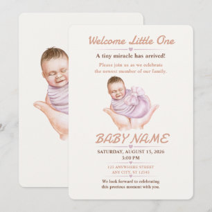 Minimal Newborn Welcome Invitation Editable