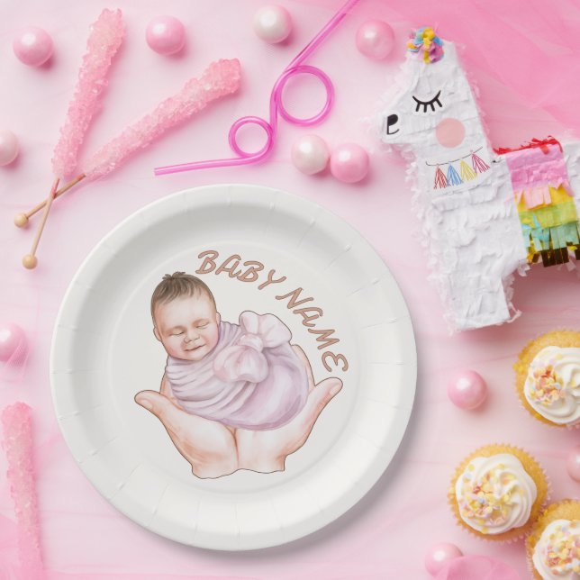 Minimal Newborn Welcome Paper Plates Editable (Party)
