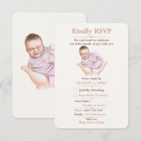 Minimal Newborn Welcome RSVP Card Editable