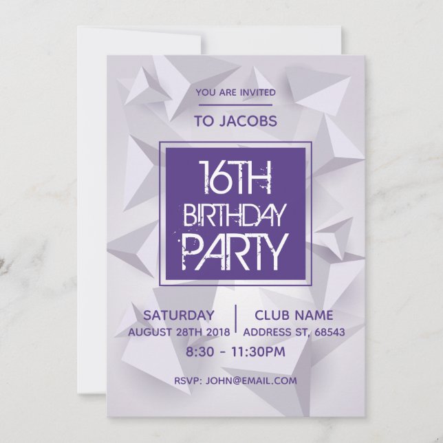 Minimal Night Club Abstract Birthday Party Invite (Front)