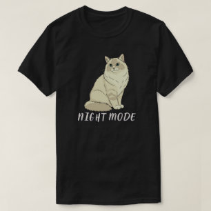Minimal Night Mode Cat Cosy Illustration T-Shirt