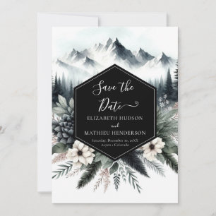 Minimal Non Photo Mountain Wedding Save The Date