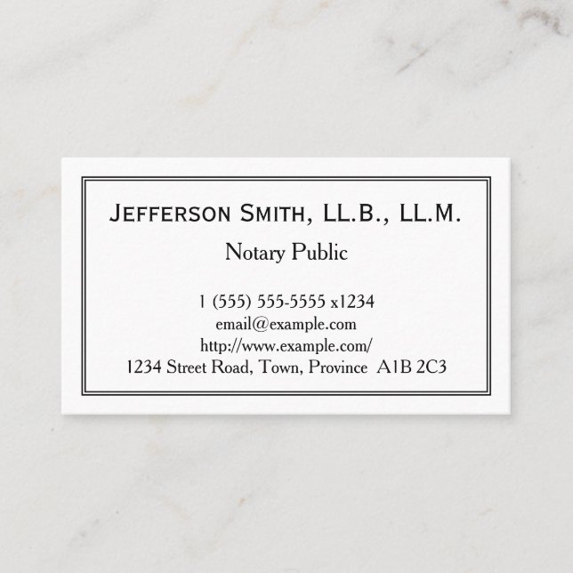 Minimal Notary Public Business Card (Front)