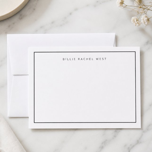 Minimal Note Card | Simple Border White Notecards (Minimalist horizontal note card by Guava - sleek, simple, and customizable)