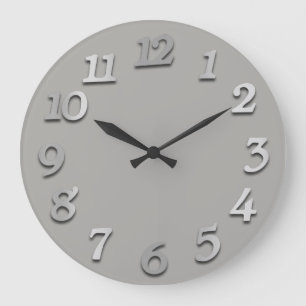 Minimal Numbers Grey Silver Grey Metallic 3D Large Clock