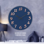 Minimal Numbers Rose Gold Blue Navy Metallic 3D Large Clock<br><div class="desc">Unique minimal and decorative 
My intension was to create a simply but very elegant look with tree-dimensional effect. 
Corresponds to actual fashion trend in home decor.
You can change the shape and color of the hand.
florenceK design</div>