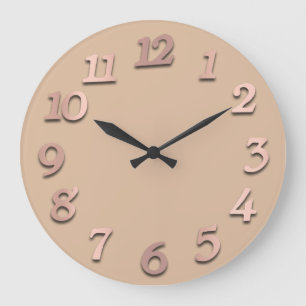 Minimal Numbers Rose Gold Peach Skinny Metallic 3D Large Clock