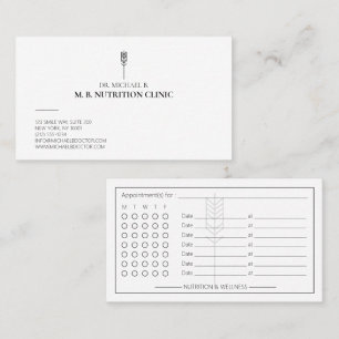 Minimal Nutritionist Dietician Wheat Wellness Logo Appointment Card