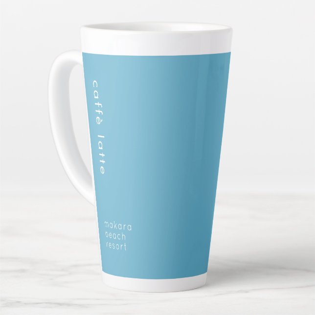 Minimal Ocean Blue Typography Tall Latte Mug (Left Angle)