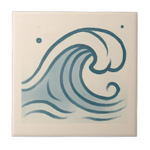 Minimal Ocean Wave Art Tile