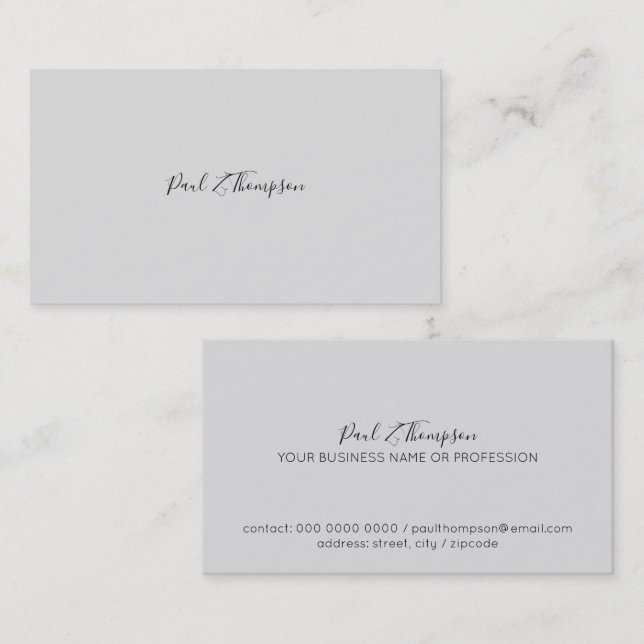 minimal of the minimalist elegant pale grey business card (Front/Back)