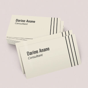 Minimal Off white & Black Striped Professional  Business Card