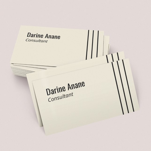 Minimal Off white & Black Striped Professional  Business Card (Creator Uploaded)