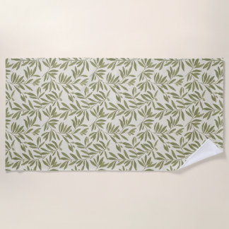 Minimal Olive Branch Pattern Beach Towel