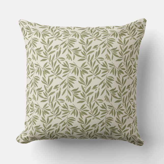 Minimal Olive Branch Pattern Cushion (Front)