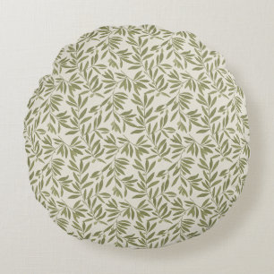 Minimal Olive Branch Pattern Round Cushion