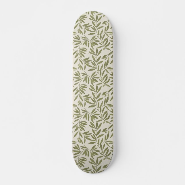 Minimal Olive Branch Pattern Skateboard (Front)