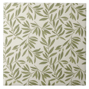 Minimal Olive Branch Pattern Tile