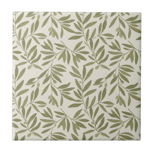 Minimal Olive Branch Pattern Tile