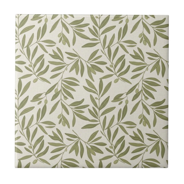 Minimal Olive Branch Pattern Tile (Front)