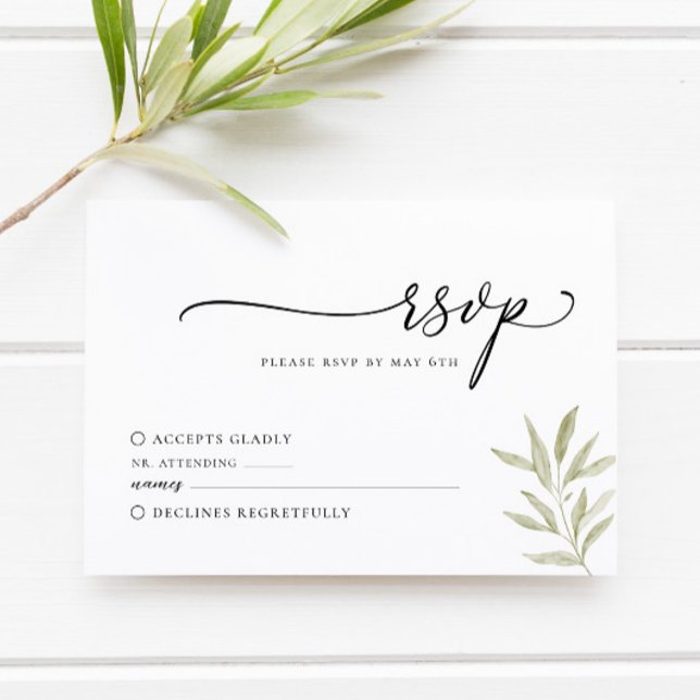 Minimal Olive Branch Wedding RSVP Card (Creator Uploaded)