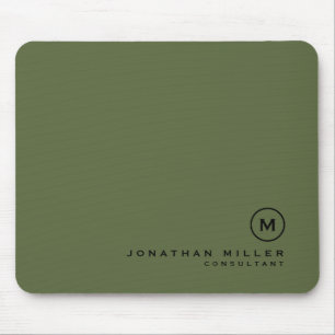Minimal Olive Classic Monogram Mouse Mat