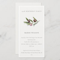Minimal Olive Foliage Any Age Birthday Invite