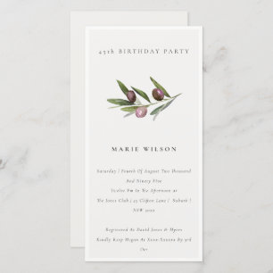 Minimal Olive Foliage Any Age Birthday Invite