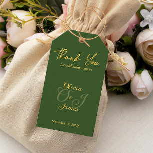 Minimal Olive Green and Gold Wedding Thank You Gift Tags