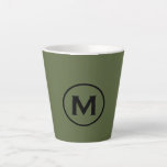 Minimal Olive Green Black Classic Monogram Latte Mug<br><div class="desc">A simple custom monogrammed design in modern minimalist style with classic block typography in an olive green and black colour palette; a simple clean professional design that can easily be updated with your monogram initial.</div>