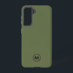 Minimal Olive Green Classic Monogram Samsung Galaxy Case<br><div class="desc">Modern classic block monogram design with olive green and black monogram medallion.</div>
