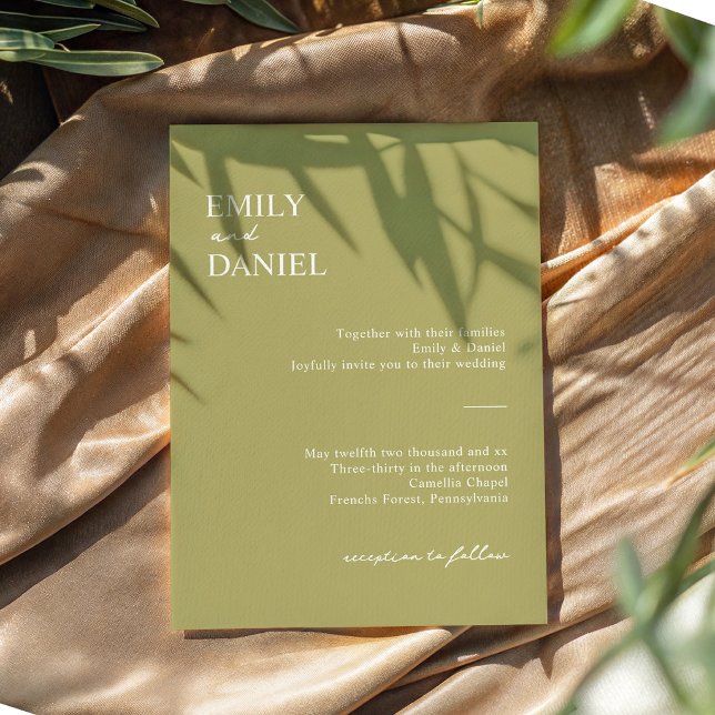 Minimal Olive Green Wedding Invitation (Creator Uploaded)