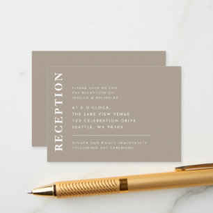 Minimal Olive Grey Modern Wedding Reception Enclosure Card