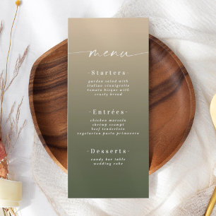 Minimal Ombre Monstera Green & Yellow Wedding Menu