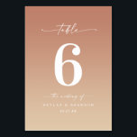 Minimal Ombre Terracotta Orange & Yellow Wedding Table Number<br><div class="desc">Simple Minimal Ombre Sand Terracotta Orange & Yellow Wedding Dinner Table Numbers. This modern chic Table Card is simple classic and elegant with a subtle ombre gradient fade and a pretty signature script calligraphy font with tails. Shown in the Chic Ombre Terracotta Orange & Yellow Colorway. Available in several colour...</div>