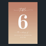 Minimal Ombre Terracotta Orange & Yellow Wedding Table Number<br><div class="desc">Simple Minimal Ombre Sand Terracotta Orange & Yellow Wedding Dinner Table Numbers. This modern chic Table Card is simple classic and elegant with a subtle ombre gradient fade and a pretty signature script calligraphy font with tails. Shown in the Chic Ombre Terracotta Orange & Yellow Colorway. Available in several colour...</div>