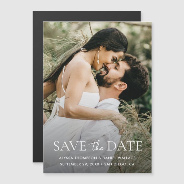 Minimal One Photo Modern wedding magnetic (Front/Back)