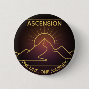 Minimal One-Stroke Mountain Ridge Sunrise Line 6 Cm Round Badge